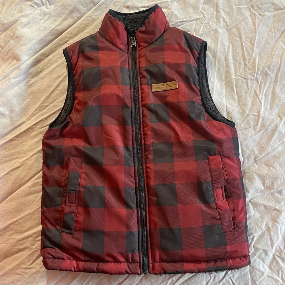 Reversible Checkered & Plush Vest